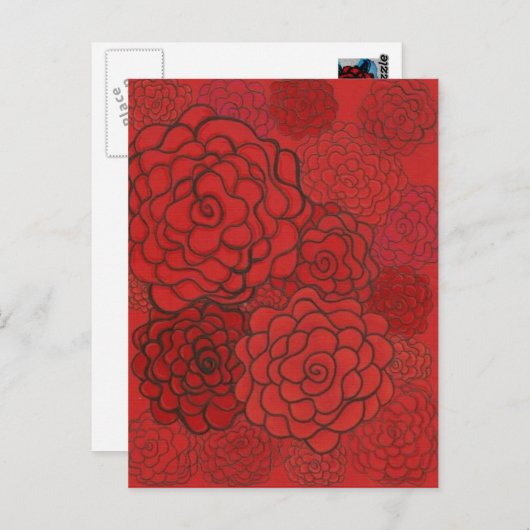 briefkaart rode rozen (Voorkant / Achterkant)