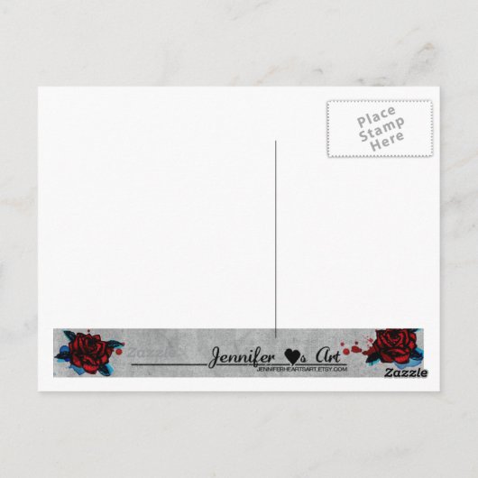 briefkaart rode rozen (Achterkant)