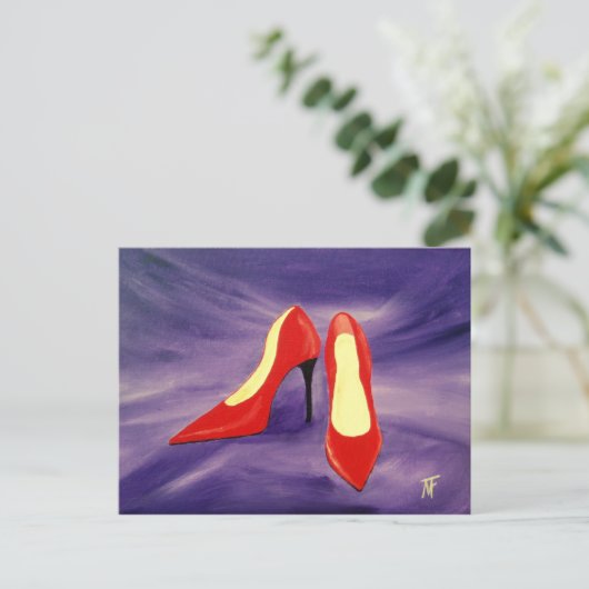 Briefkaart Rode schoenen (Staand voorkant)