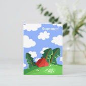 briefkaart "Rode tent in zomerbos" (Staand voorkant)