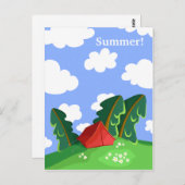 briefkaart "Rode tent in zomerbos" (Voorkant / Achterkant)