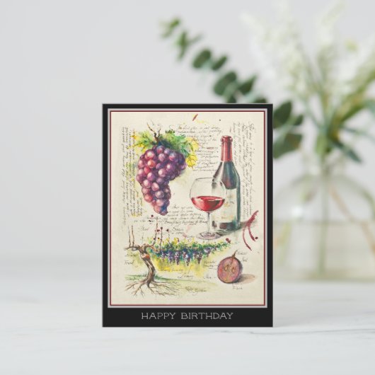 Briefkaart rode wijn (Staand voorkant)
