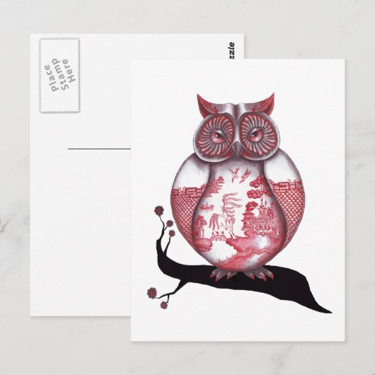 Briefkaart rode wilde struikvogels (Voorkant / Achterkant)