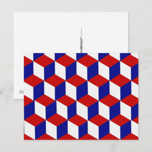 Briefkaart - Rode, witte en blauwe blokillusie