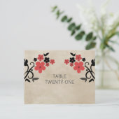 Briefkaart Rode zoete Floral Table Number (Staand voorkant)