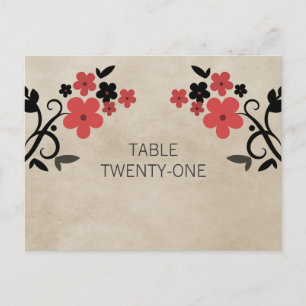 Briefkaart Rode zoete  Floral Table Number