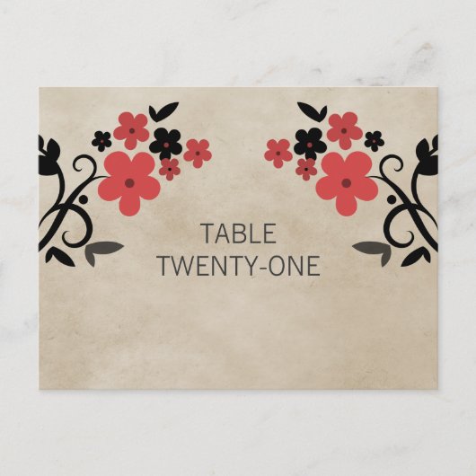 Briefkaart Rode zoete Floral Table Number (Voorkant)