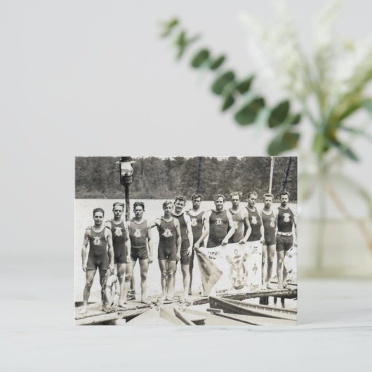 Briefkaart roeiteam (Staand voorkant)