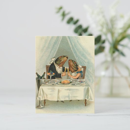  Briefkaart "Romantic Dinner for Frogs" (Staand voorkant)