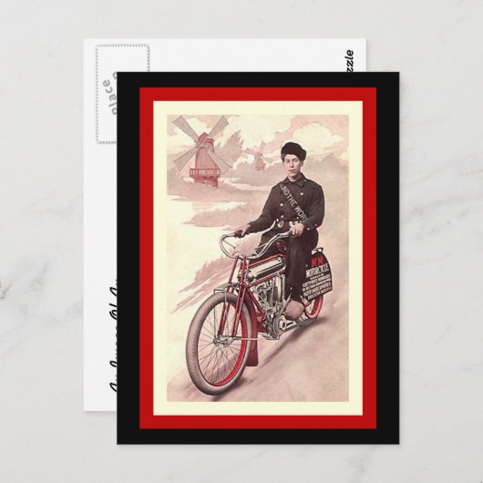 Briefkaart rond de M-M-motorfiets over de hele wer (Voorkant / Achterkant)