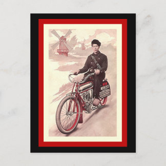 Briefkaart rond de M-M-motorfiets over de hele wer