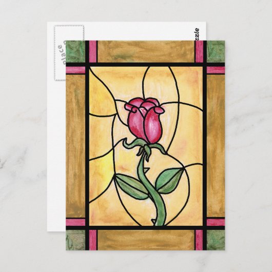 Briefkaart roos (Voorkant / Achterkant)