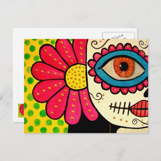 Briefkaart "Rosa Mexicano"-dag van de dood (Voorkant / Achterkant)