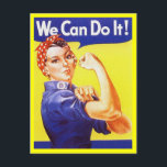 Briefkaart Rosie de Riveter Patriotic WWII-oorlogs<br><div class="desc">Briefkaart ~ Tweede Wereldoorlog ~ Amerikaanse campagne om vrouwen de fabrieken te laten betreden en hun productie te laten voortzetten... "rosie de riveter". Door de CUSTOMIZE optie van IT te gebruiken, kunt u tekst aan de rug van dit briefkaart toevoegen. Bedankt om langs te stoppen!</div>