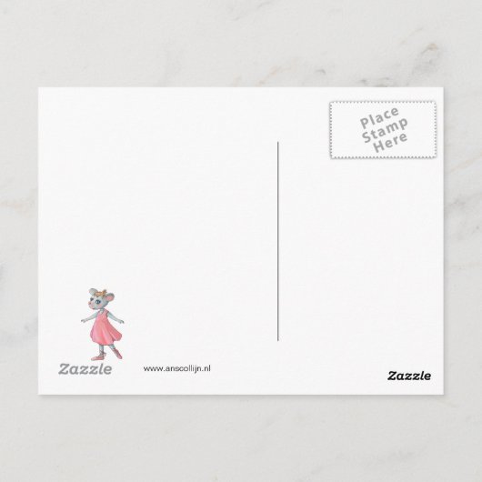 Briefkaart Roze balletmuis (Achterkant)