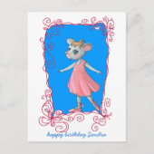 Briefkaart Roze balletmuis (Voorkant)