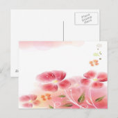 Briefkaart Roze bloemen (Voorkant / Achterkant)