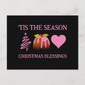 Briefkaart Roze CHRISTMAS BLESSINGS (Voorkant)