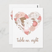 Briefkaart roze en bruine hartbloemen (Voorkant / Achterkant)