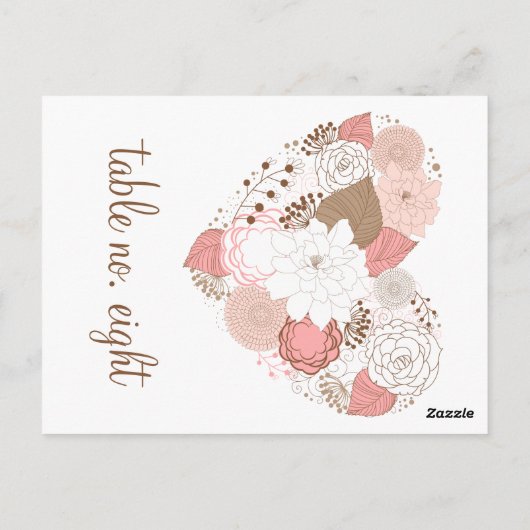 Briefkaart roze en bruine hartbloemen (Achterkant)