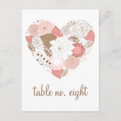 Briefkaart roze en bruine hartbloemen (Voorkant)