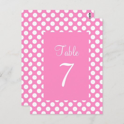 Briefkaart roze en witte poka punttabel (Voorkant / Achterkant)
