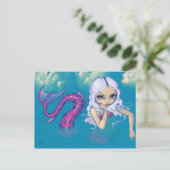 briefkaart "Roze gepotte zeemeermin" (Staand voorkant)