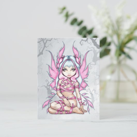 briefkaart "Roze lint" (Staand voorkant)