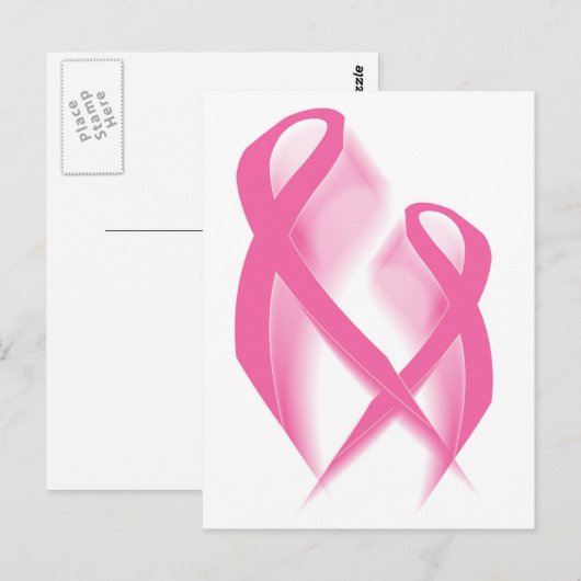 Briefkaart roze linten (Voorkant / Achterkant)