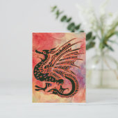 Briefkaart Roze marmer Dragon (Staand voorkant)