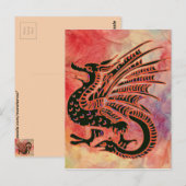 Briefkaart Roze marmer Dragon (Voorkant / Achterkant)