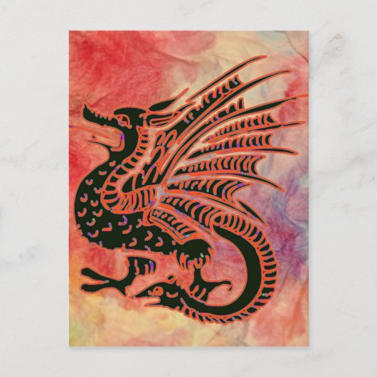 Briefkaart Roze marmer Dragon (Voorkant)