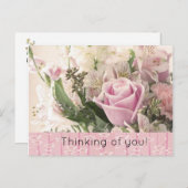 Briefkaart Roze Rose Floral Dinking van u (Voorkant / Achterkant)