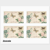  Briefkaart Roze Rose & Vlinder Scrapbook Rechthoekige Sticker (Vel)