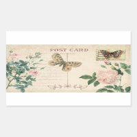 Briefkaart Roze Rose & Vlinder Scrapbook