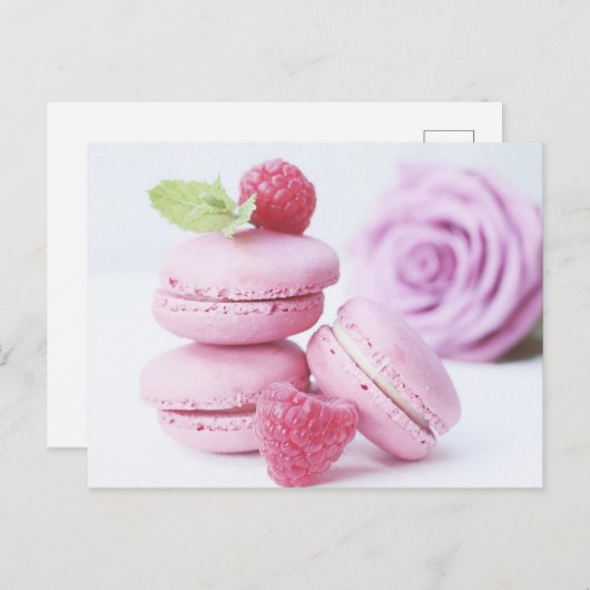 Briefkaart Roze roze Macarons (Voorkant / Achterkant)
