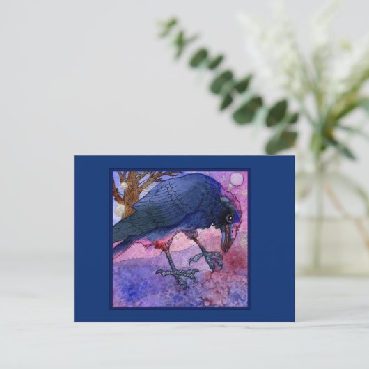 Briefkaart Roze Sky Crow (Staand voorkant)