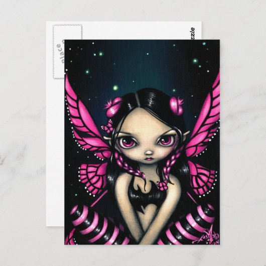 briefkaart "Roze vlinder" (Voorkant / Achterkant)