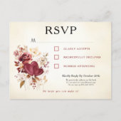 Briefkaart RSVP Bourgogne & Ivoor Elegant (Voorkant)