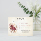 Briefkaart RSVP Bourgogne & Ivoor Elegant (Staand voorkant)