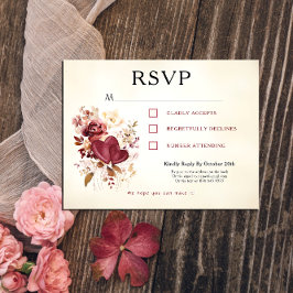 Briefkaart RSVP Bourgogne & Ivoor Elegant