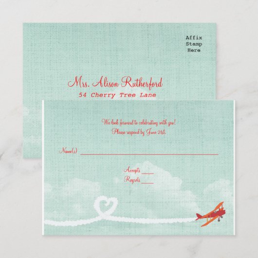 Briefkaart RSVP Love is in Air (Voorkant / Achterkant)