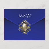 Briefkaart RSVP Uitnodiging Blue Pearl Jewel (Voorkant)
