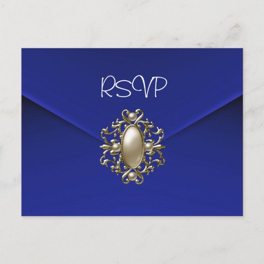 Briefkaart RSVP Uitnodiging Blue Pearl Jewel (Voorkant)