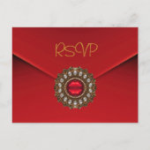 Briefkaart RSVP Uitnodiging Red Gold Jewel (Voorkant)