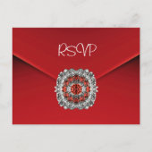 Briefkaart RSVP Uitnodiging Rood Diamanten Juweel (Voorkant)