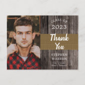 Briefkaart Rugged Woodsy Photo Graduation Party (Voorkant)