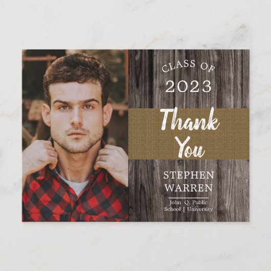 Briefkaart Rugged Woodsy Photo Graduation Party (Voorkant)