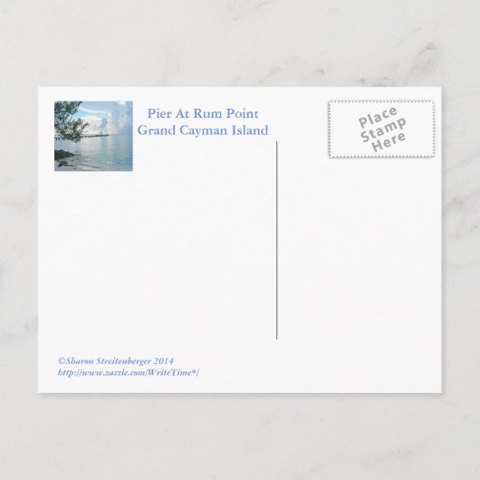 BRIEFKAART, "RUM POINT PIER, GRAND CAYMAN" BRIEFKAART (Achterkant)