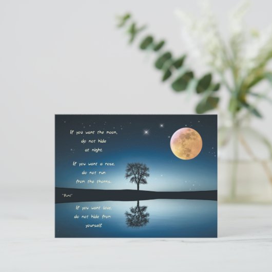 Briefkaart Rumi - Als je de maan wilt (Staand voorkant)